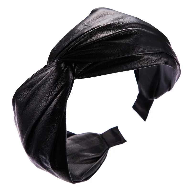 Ободок для волос Женский однотонный аксессуар на голову с узлом спереди черный