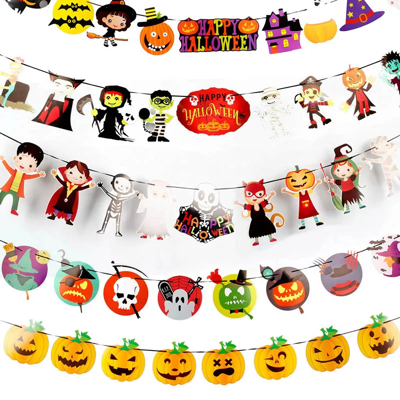 8 шт. декоративный баннер для Хэллоуина мультфильм роспись тыква призрак ведьма
