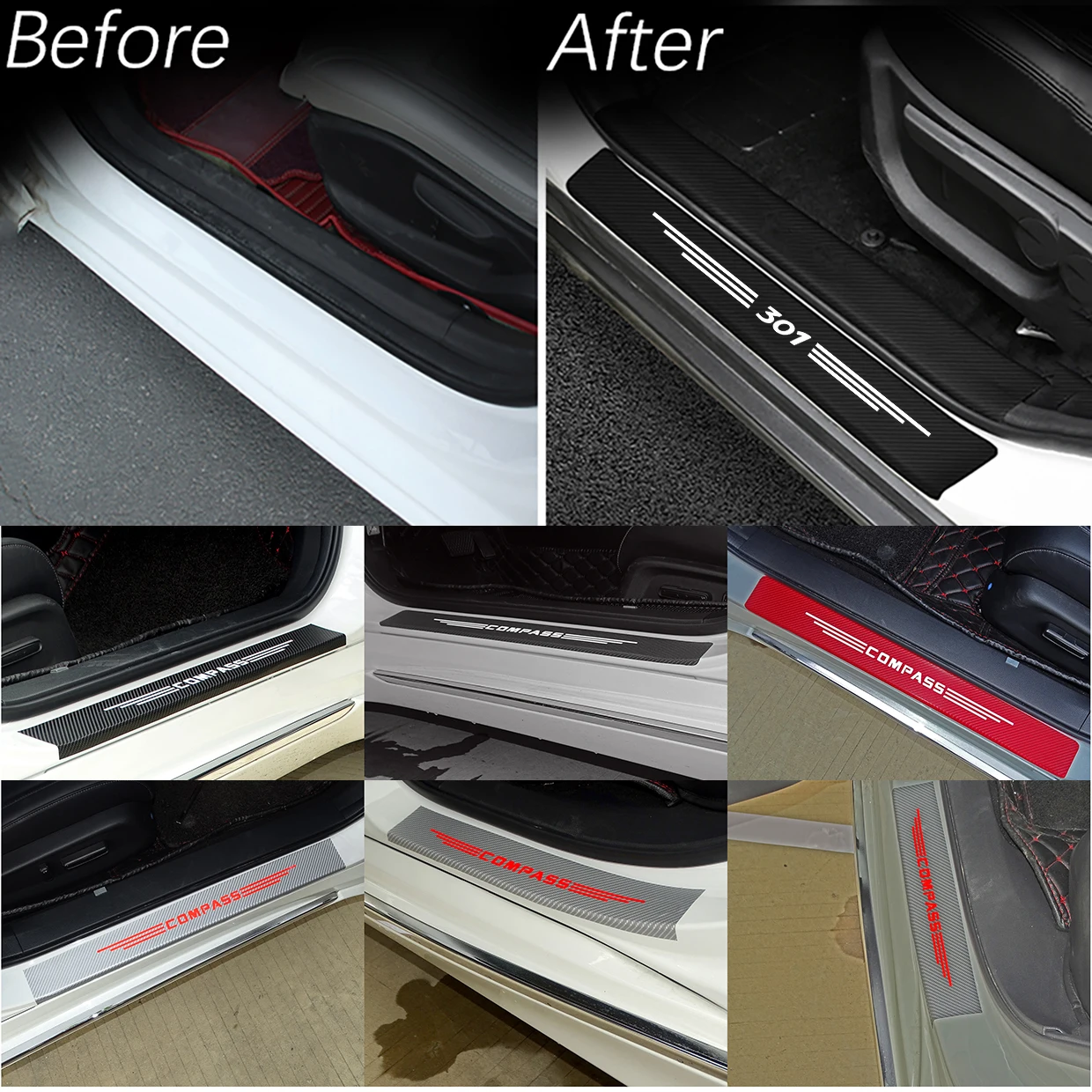 Защитная Наклейка из углеродного волокна для порога автомобиля наклейка Opel OPC Astra