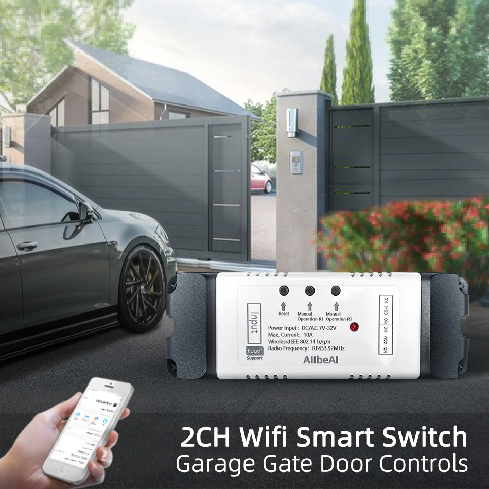 Tuya Smart WIFI 2CH Switch Module for Lights Garage Door Gate,DC 5V 12V 24V 32V,2 Channel Button RF 433Mhz Remote Control Relay