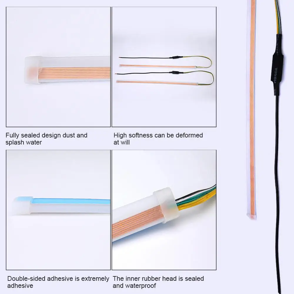 1 шт. ультратонкая двухцветная автомобильная светодиодная лента для дневных