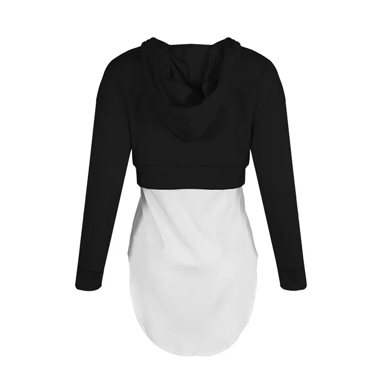 

Hooded Long Sweatshirt Women Patchwork Full Sleeve Autumn Hoodies 2020 New Fashion Loose Oversized Hoodie Streetwear Pullovers