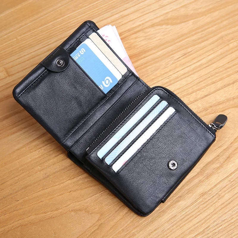 PNDME simple casual genuine leather men's small wallet fashion retro real cowhide three fold large capacity women's coin purse