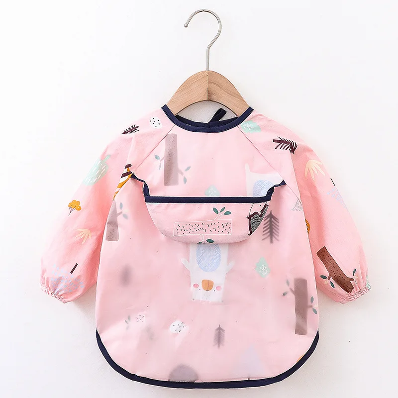 

Baby Bandana Bibs Cute Colorful Cartoon Bibs Waterproof Infant Eating Children Drawing Long Sleeve Apron Baby Self Feeding Bib