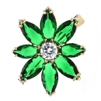 wulibaby luxury green crystal flower brooches for women lady elegant easy match flower party brooch pin jewelry gifts