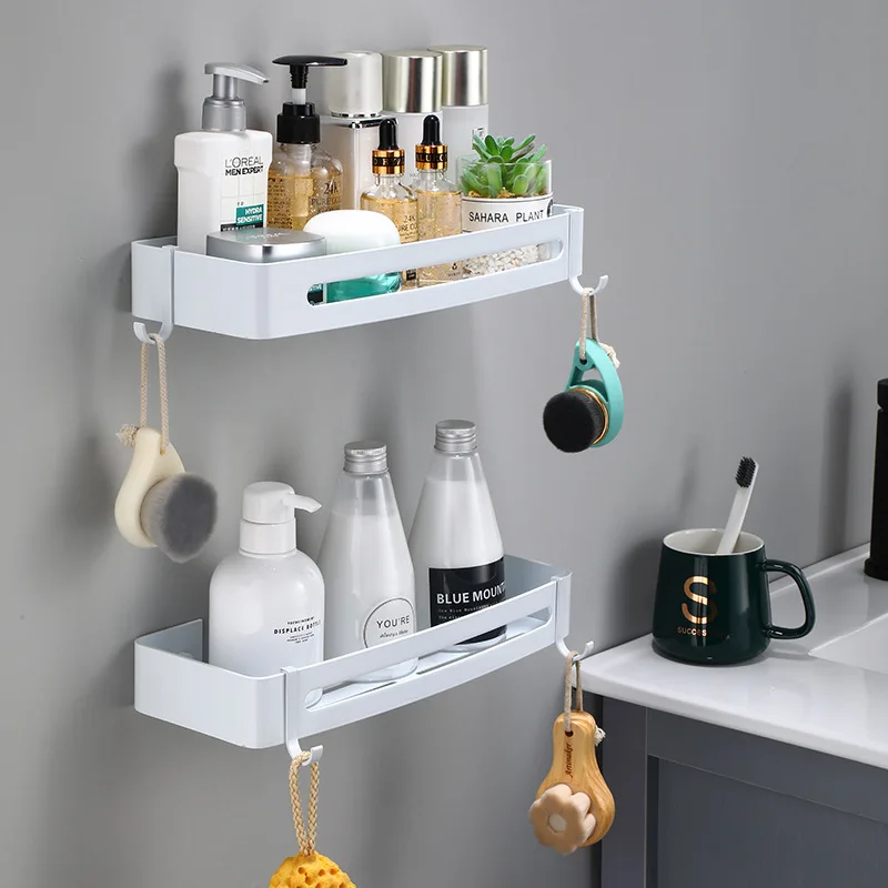 Алюминиевый одноэтажный угловой держатель для ванной белого цвета в