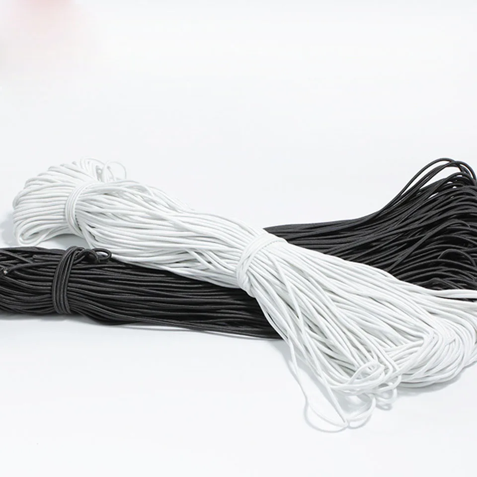 

5/10 ярдов черный, белый цвет эластичный шнур 3 мм резиновый канат стрейч строка круглая эластичная повязка для швейной DIY ручной работы