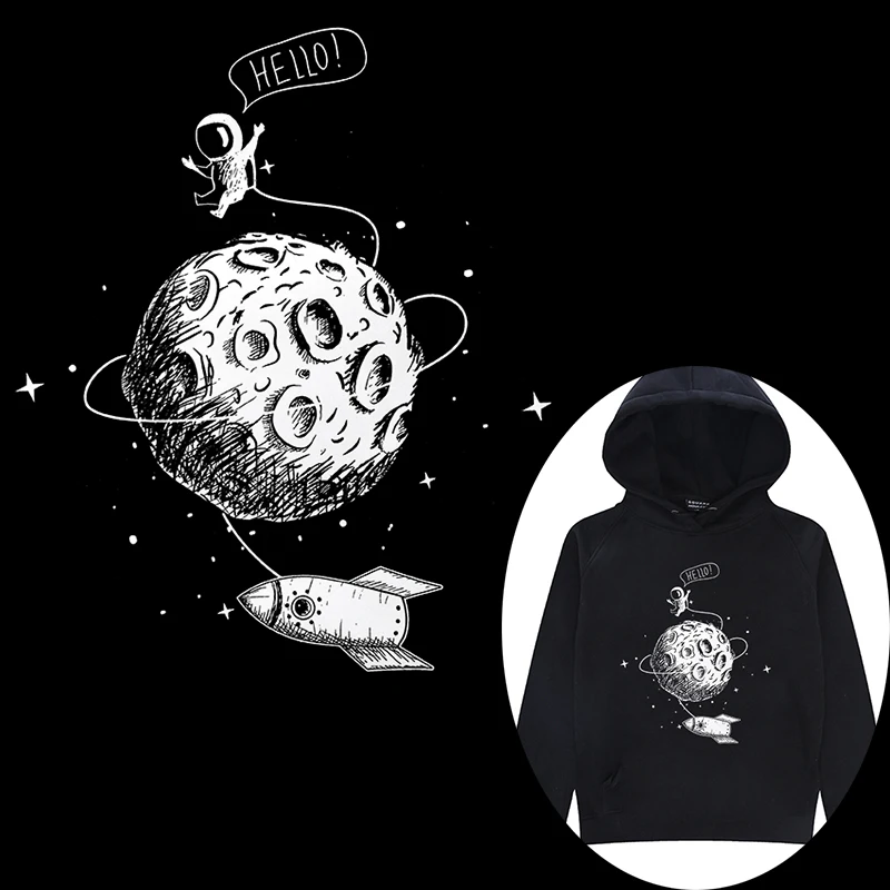 Prajna Space UFO Heat Transfer For Clothing Printed Earth Iron-on Thermal Stickers Hippie Transfers Applique Stripes Accessories | Дом и сад