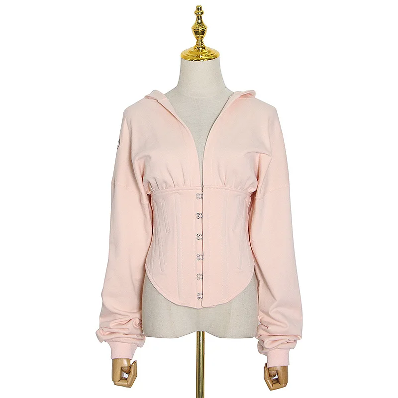 

Fashion deep v collar cap waist strap back strap solid color sweater female