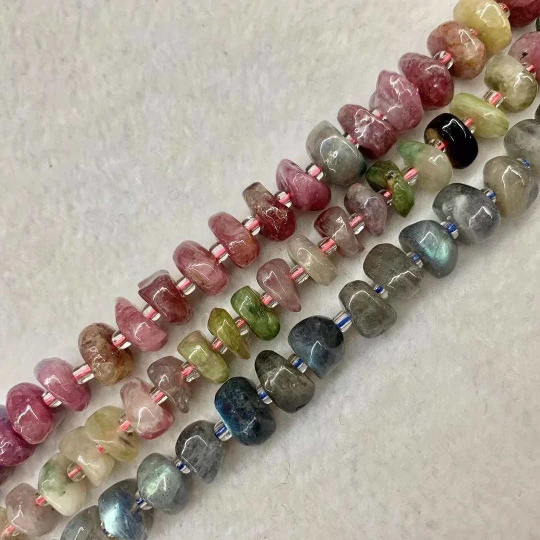 

9-10mm labradorite/ tourmaline stone beads natural gemstone beads DIY loose spacer beads for jewelry making strand 15" wholesale