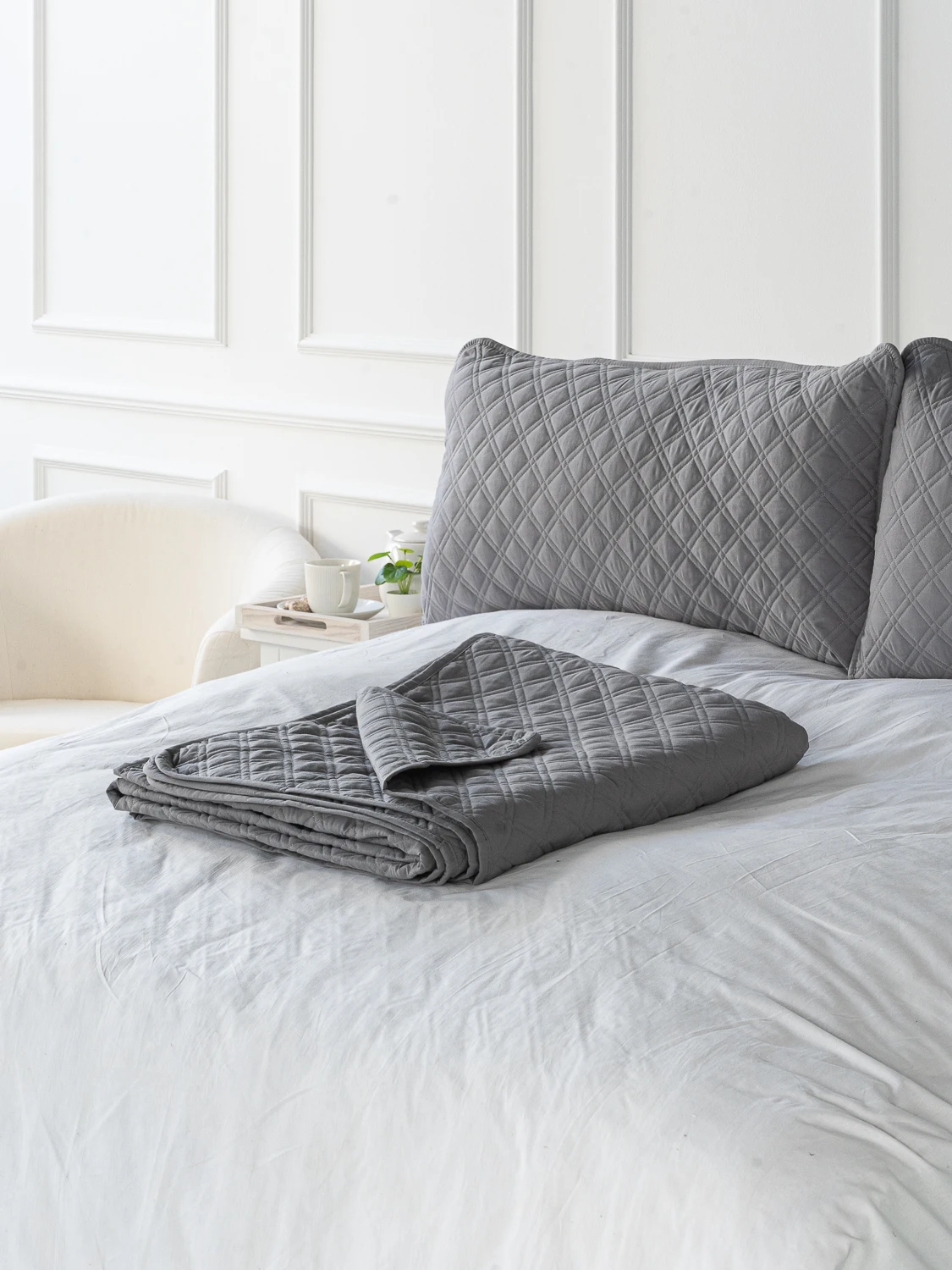 Set bedspread Florence Euro + 2 case for pillow 50*70 Gray item No. 20210102003 | Дом и сад