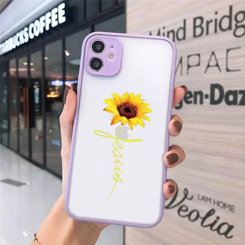 

Sunflower Phone Case purple matte transparent For iPhone 7 8 x xs xr 11 12 pro plus max mini Clear Funda