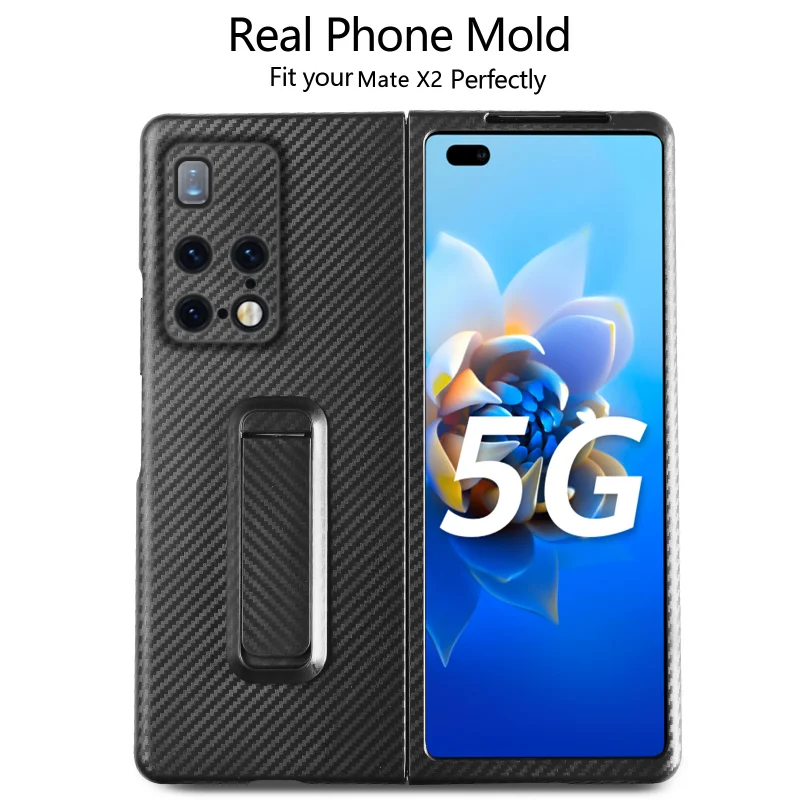 for huawei mate x2 5g case luxury carbon fiber back protection phone cover with stand holder for huawei mate x 2 funda free global shipping