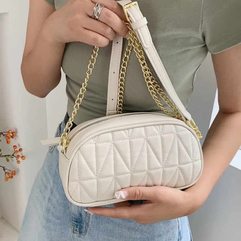 

Sewing Thread Pattern Shoulder Bags for Women Luxury Small Pu Leather Crossbody Bag Quilted Handbags Ladies Chain Messenger Bags