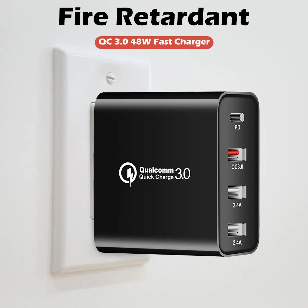 

Quick Charge 3.0 USB Fast Charger 48W PD Charger For iPhone 12/Pro Max 11Pro Max Portable Wall Power Adapter Travel Charger