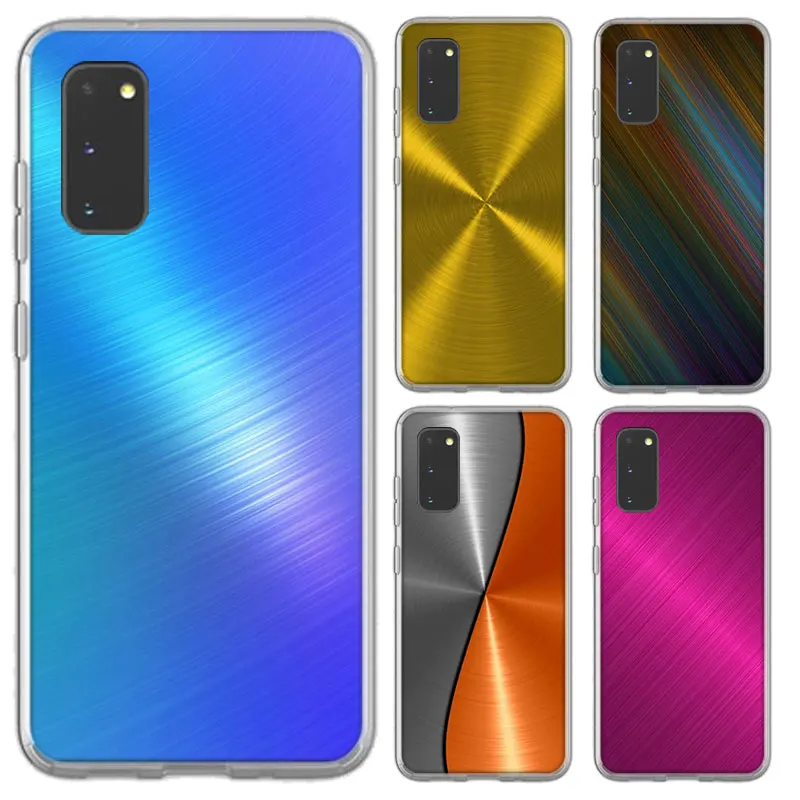 

Brushed Metal Texture Case For Samsung Galaxy S30 S21 S20 Ultra 5G S10E S10 S9 S8 S7 Plus + Soft TPU Transparent Cover Coque