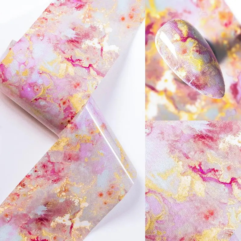 Четыре лилии ногтей фольги мраморные серии розовый синий бумага для дизайна