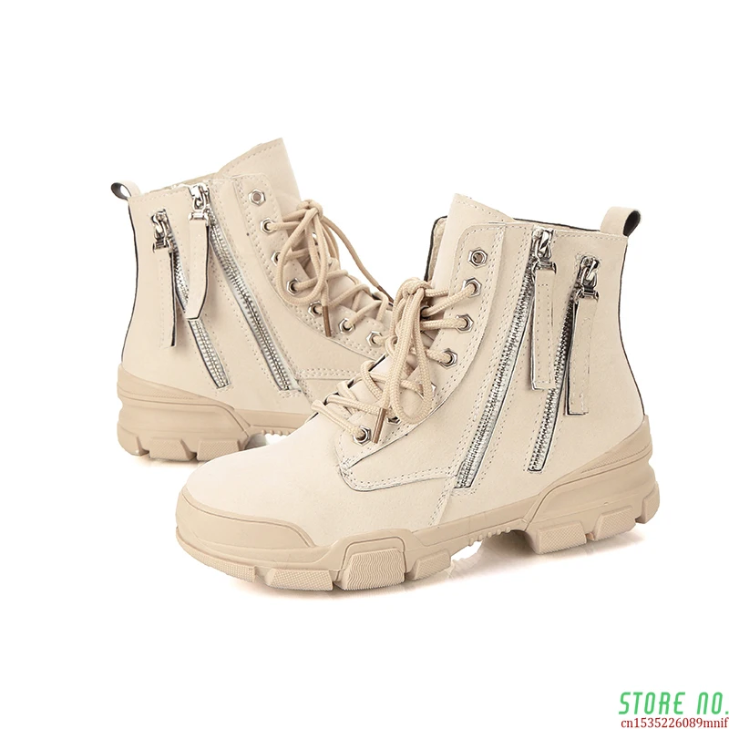 Осенние Замшевые женские Ботинки Martin дышащая женская обувь с высоким берцем