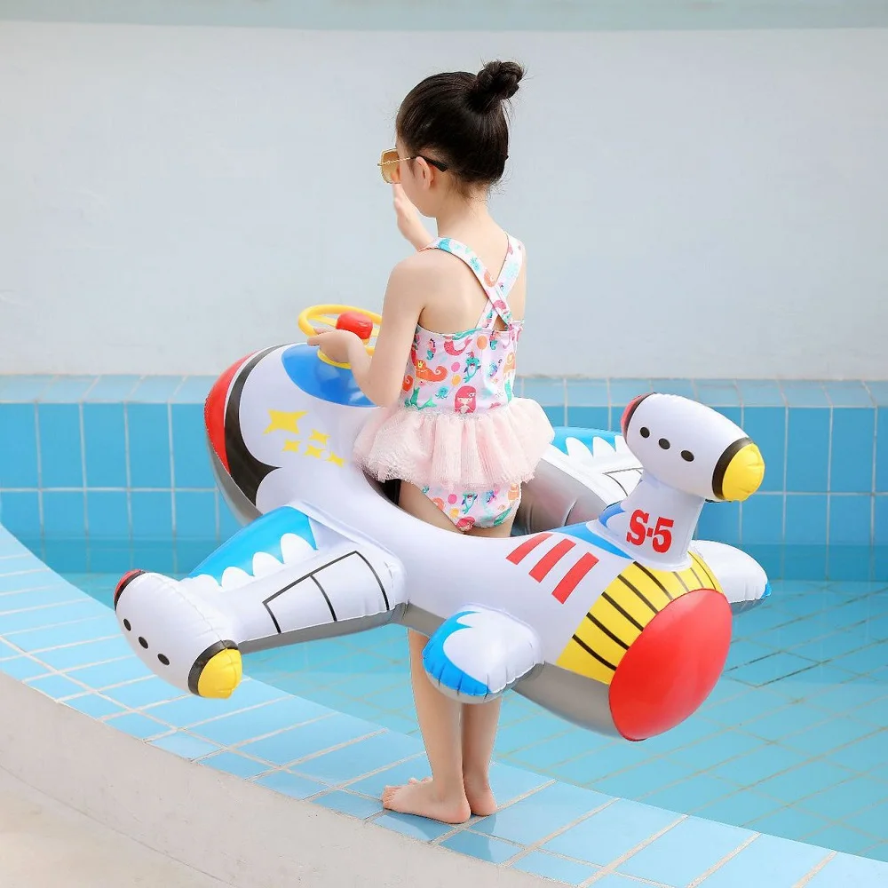 Rooxin Airplane Infant Float Pool Swimming Ring Inflatable Circle Baby Seat with Steering Wheel Summer Beach Party Toys | Спорт и