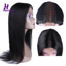 HairUGo малазийские прямые 2*6 шнурка часть парик предварительно выщипанные с волосами младенца не-remy шнурка человеческих волос парики для черных женщин средний коэффициент