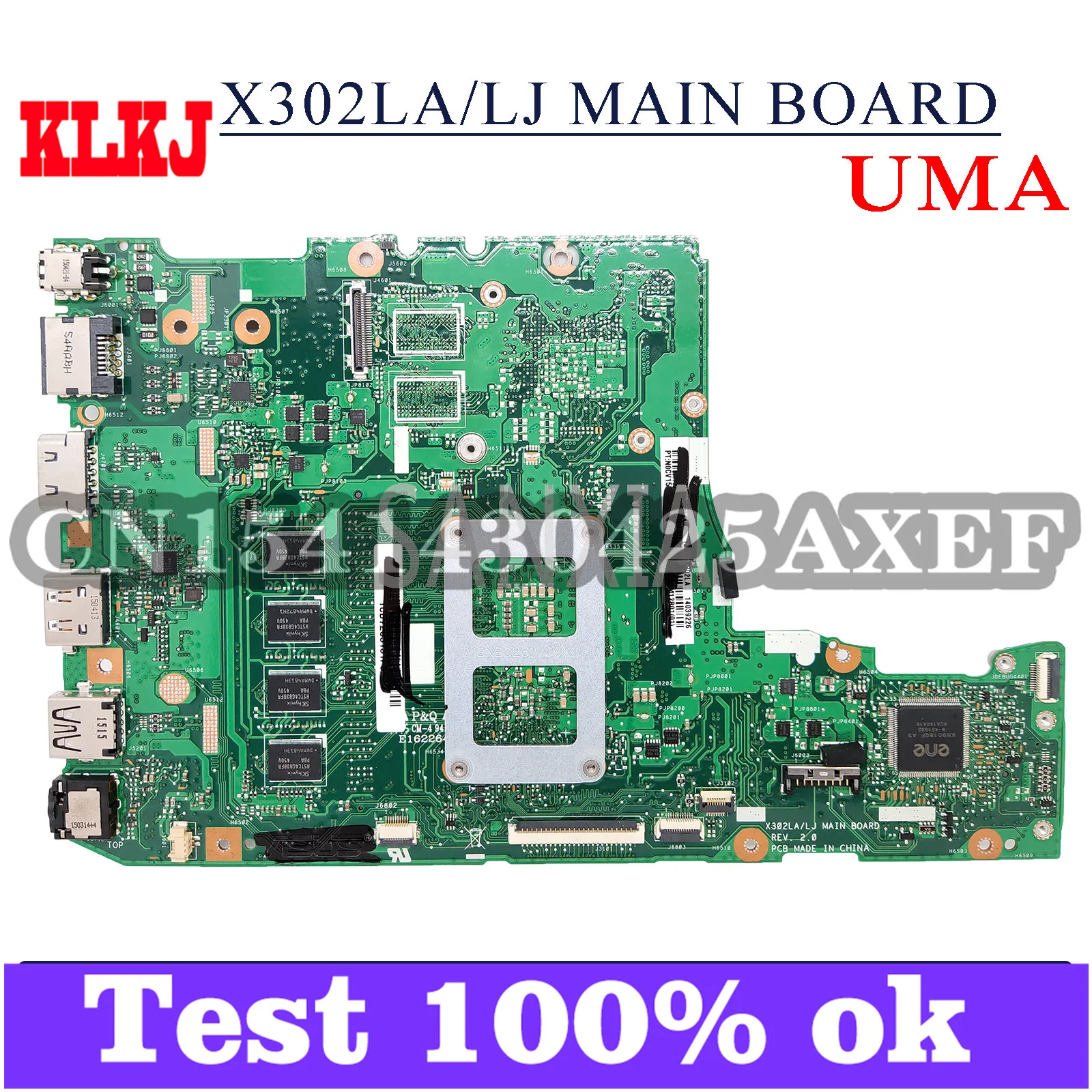 

KLKJ X302LA/LJ Laptop Motherboard For ASUS X302LA X302LJ X302L Original Mianboard 4GB-RAM I7-5500U UMA
