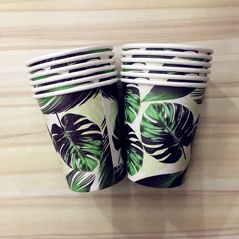 24 шт./компл. зеленый пальмовых листьев одноразовая посуда наборы тема 6 шт. 7