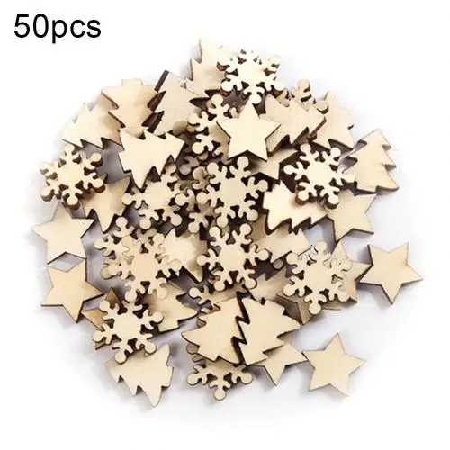 Wood Color Мода 50 шт. Рождество DIY Деревянная звезда дерево снежинка ремесла Скрапбукинг Рождество Свадебные украшения родитель-ребенок деятельности - Цвет: Wood Color