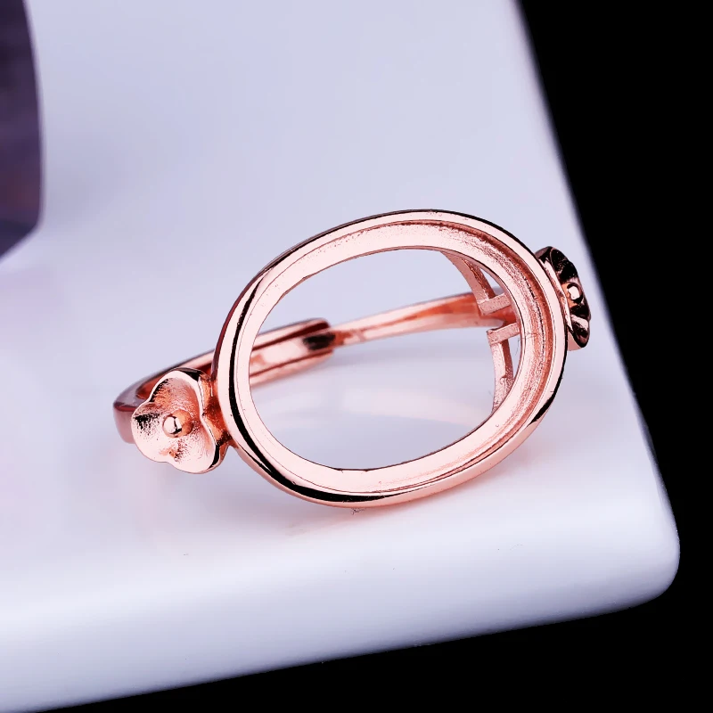 Овальный полукольцо с кабошоном серебристое 12x16 мм подходит для янтарной бусины