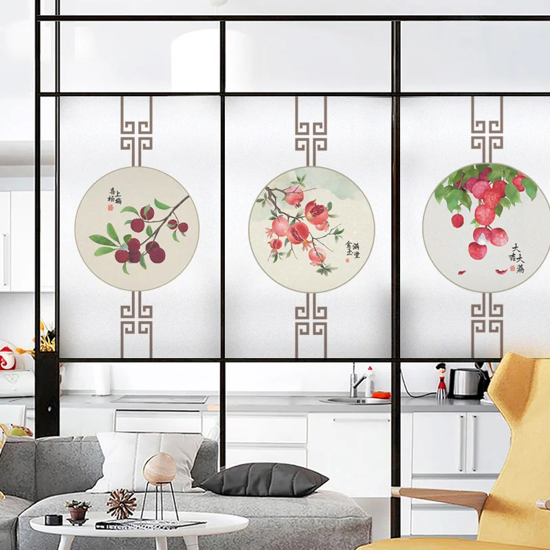 

Customized electrostatic frosted glass film modern new Chinese window sticker transparent opaque glass sticker