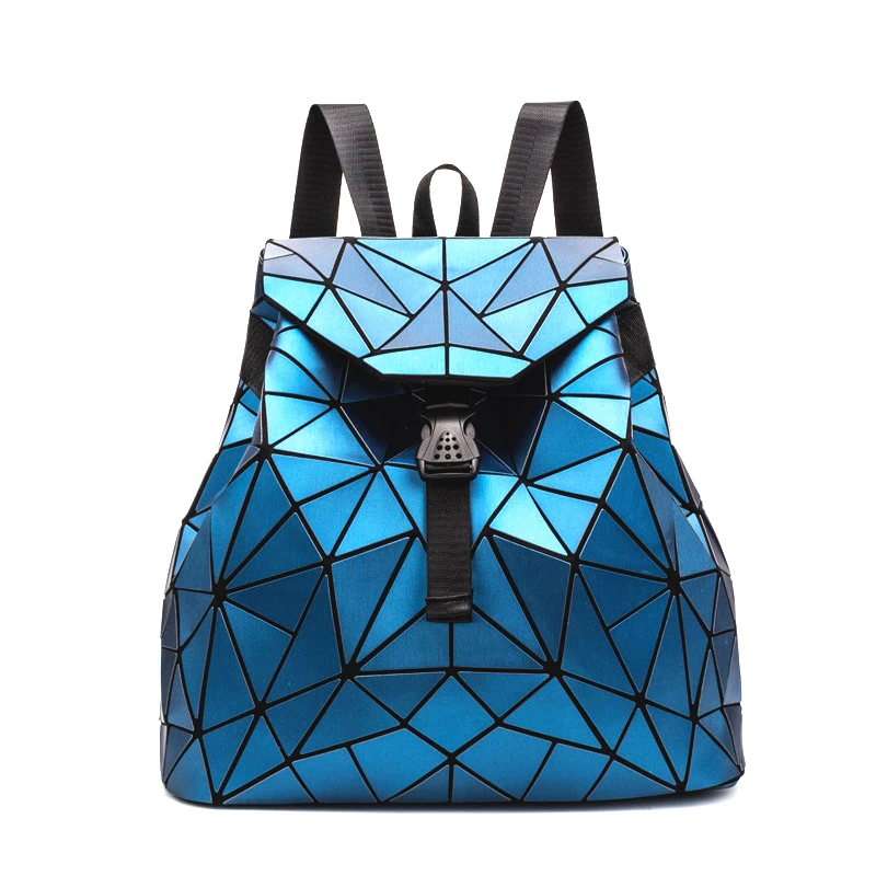 

Women's Stylish Backpacks Geometric Foldable Big Capacity School Bags Laminated Leather Drawstring mochilas feminina
