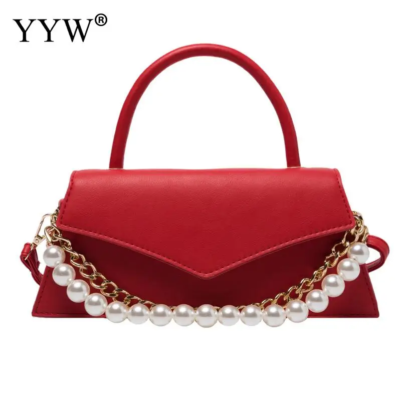 

New 2021 Women's Bag Elegant Female Literary Single-Shoulder Bag Minority Design Cross-Body Bag with Pearl Solid Shoulder Bag