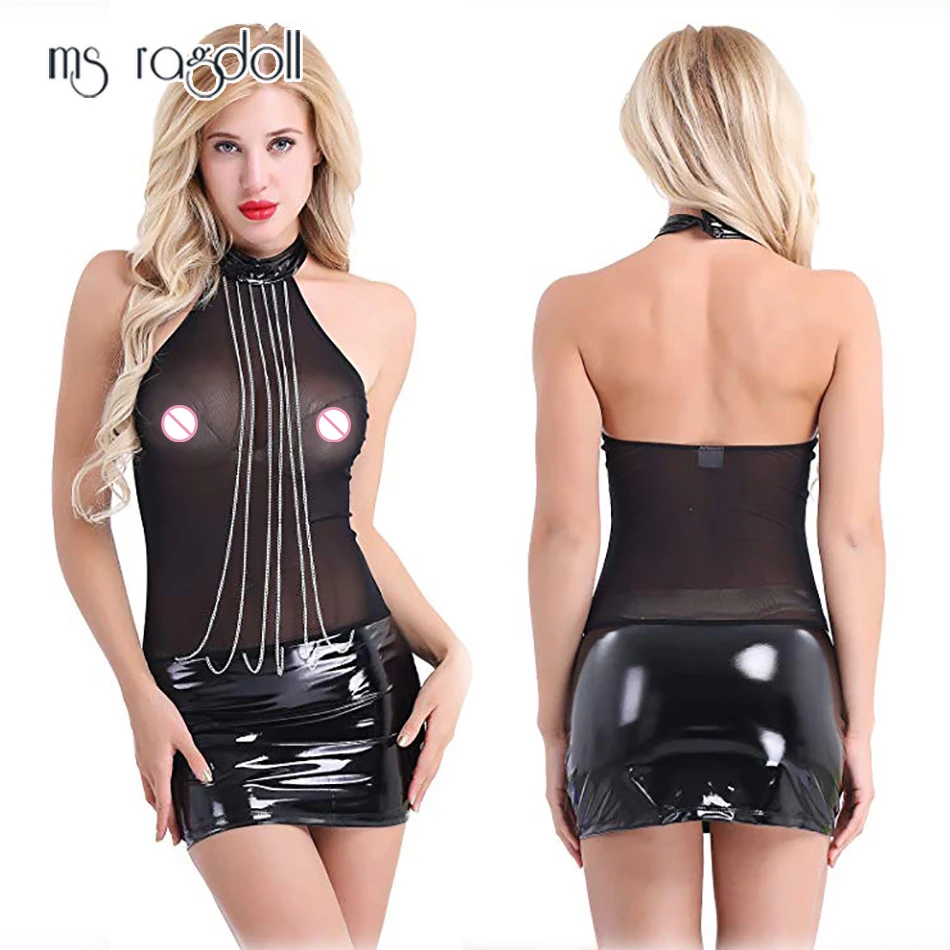 Эротическое сексуальное нижнее белье ms ragdoll пижама Тедди для женщин кожаный
