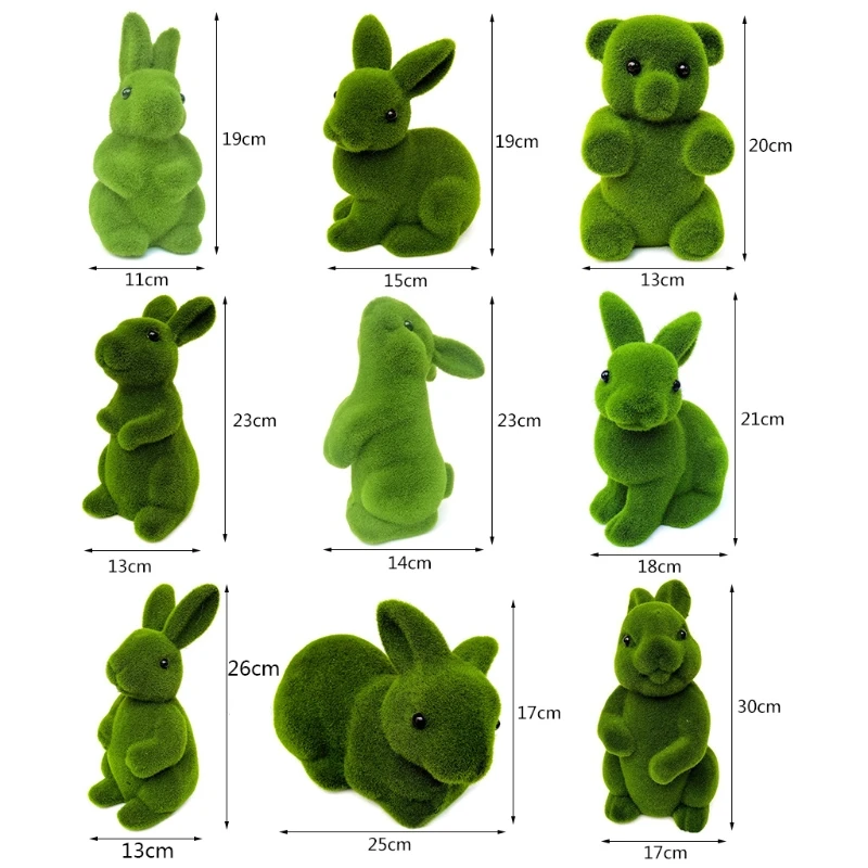 

Artificial Plant Green Flocking Toys Handmade Grass Animal Easter Rabbit Bunny Bear Ornament