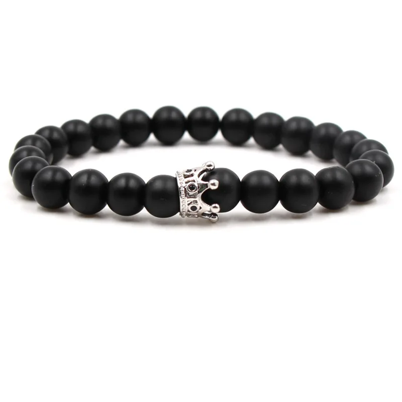 Натуральный камень браслет для мужчин Корона черный из бисера императорская