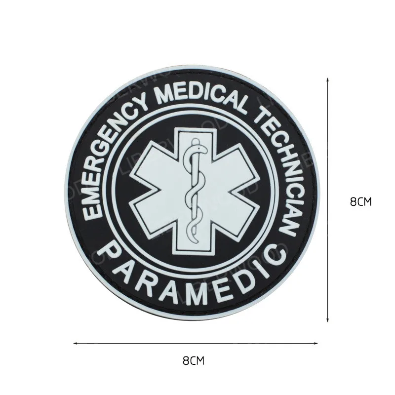 ПВХ патч EMS медик EMT тактический боевой дух Армии патч звезда жизни аварийный медицинский техник фельдшер нашивки значки - Цвет: white