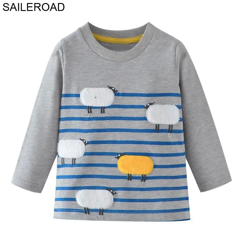 SAILEROAD 2-7Year Дети Дети Одежда с длинным рукавом Осень года Мультфильм Cat Девушки Топы Тис Одежда для девочек Топы с длинным рукавом - Цвет: 5425 same picture