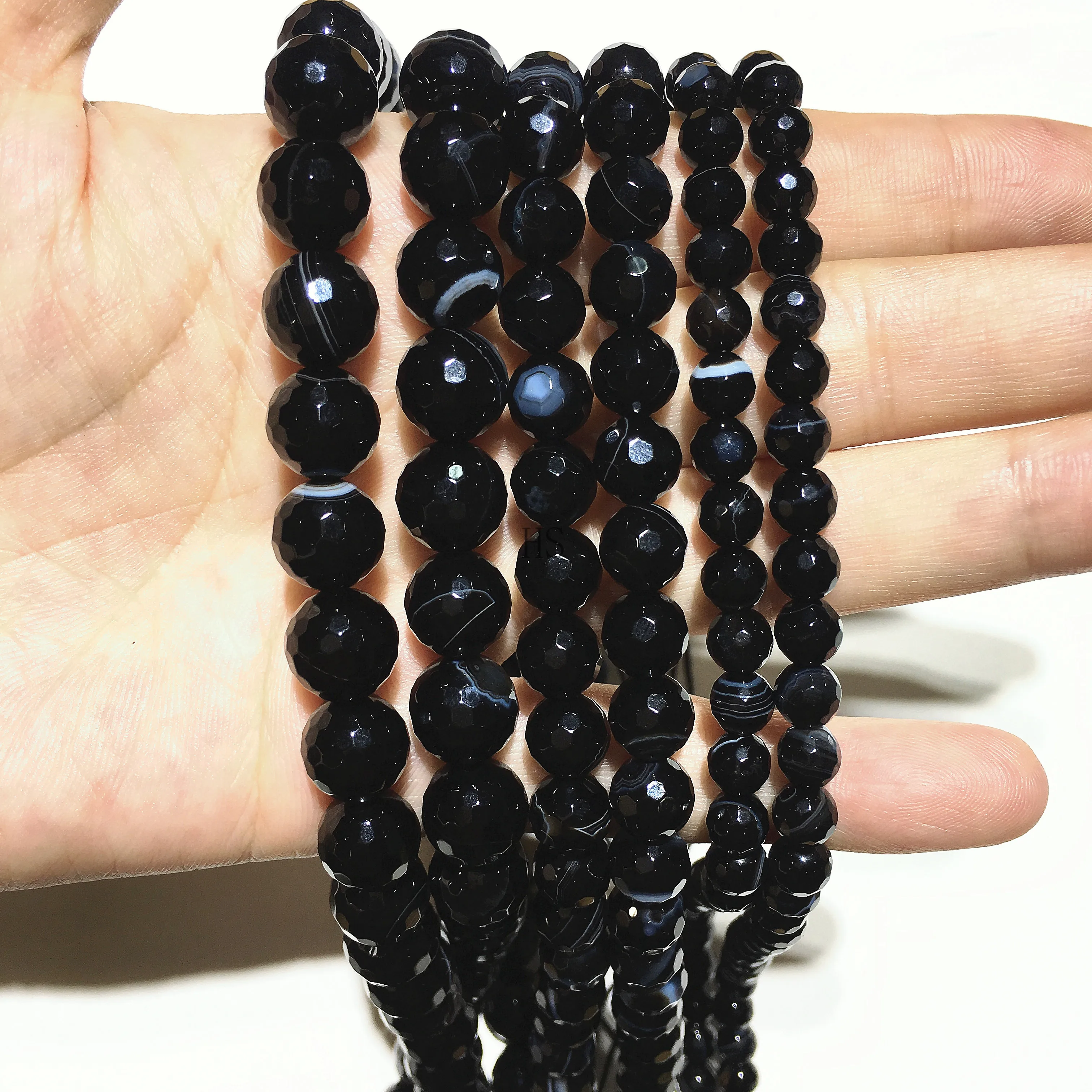 Ожерелье из натурального камня с черной полосой агатом ожерелье браслет 4 6 8 10 12