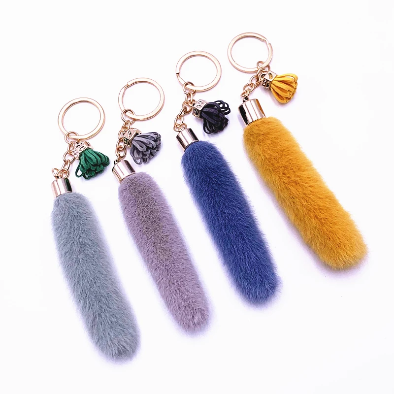 Кисточка плюшевый автомобильный брелок цветной зажим для ключей женская сумка