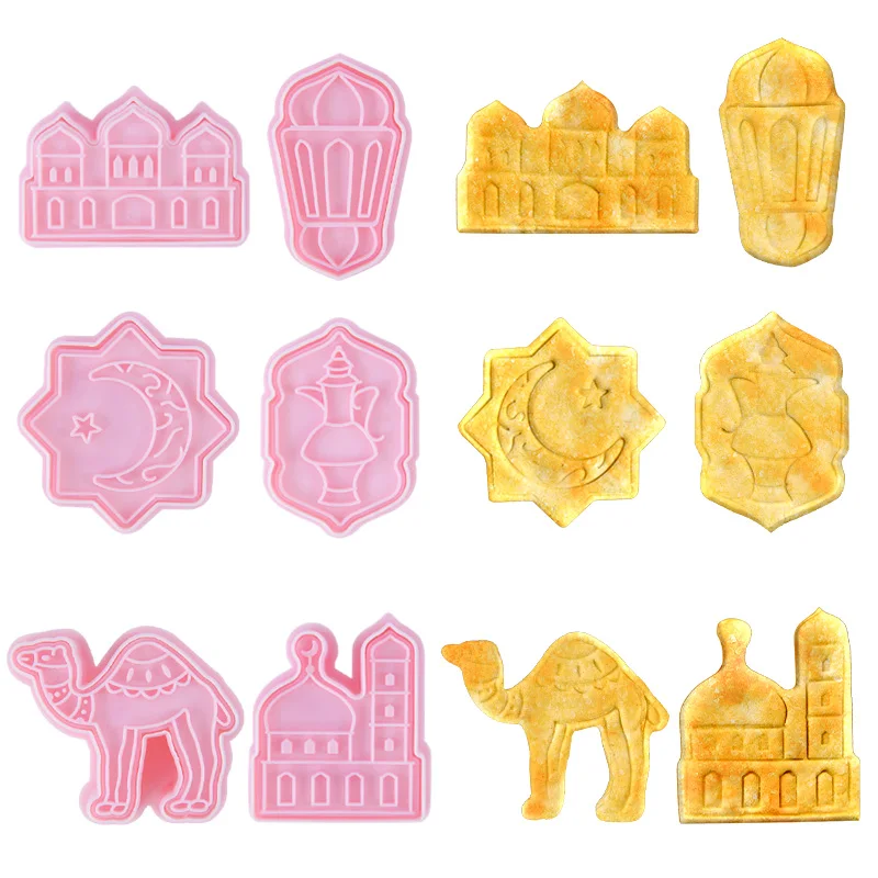 

6pcs/set Eid Biscuit Baking Mold Camel Moon Palace Cookie Cutter Mould Cake Decorating DIY Tools Ramadan Kareem Party Decor