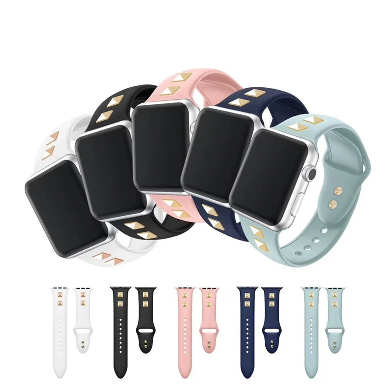 Мягкий силиконовый спортивный ремешок для Apple watch 44 мм 42 40 38 серия 5/4/3/2/1 стиль панк
