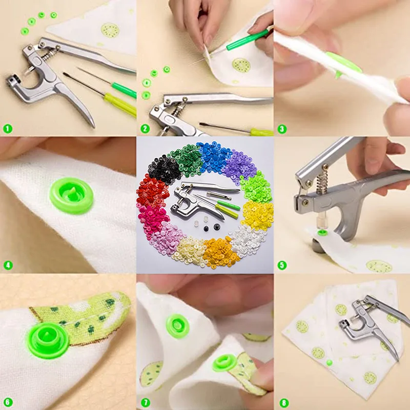 

150 Sets 5 Snaps Plastic Buttons With Snaps Pliers Set For Clothes Sewing Bibs Rain Coat Crafting Diy Handmade Tools