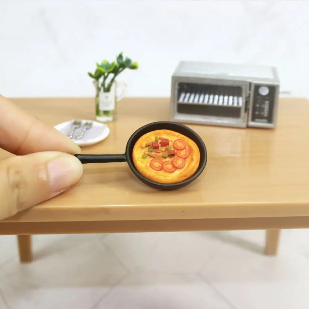 Миниатюрный набор пиццы 1:12 мини-Томаты бекон пицца + Сковорода для кукольного