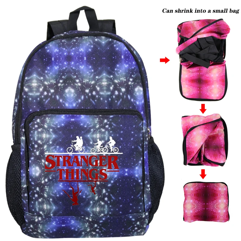 stranger things 15 Детский Школьный рюкзак сумка из сериала очень странные путешествия рюкзак; рюкзак для студентов из сериала очень странные складной рюкзак Rugzak Sac Doc - Цвет: stranger things 15