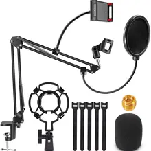 Microphone Stand, Mic arm Desk Adjustable Suspension Boom Scissor for Blue Yeti Snowball & Other Mics for Professional Streaming