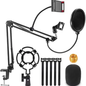 microphone stand mic arm desk adjustable suspension boom scissor for blue yeti snowball other mics for professional streaming free global shipping