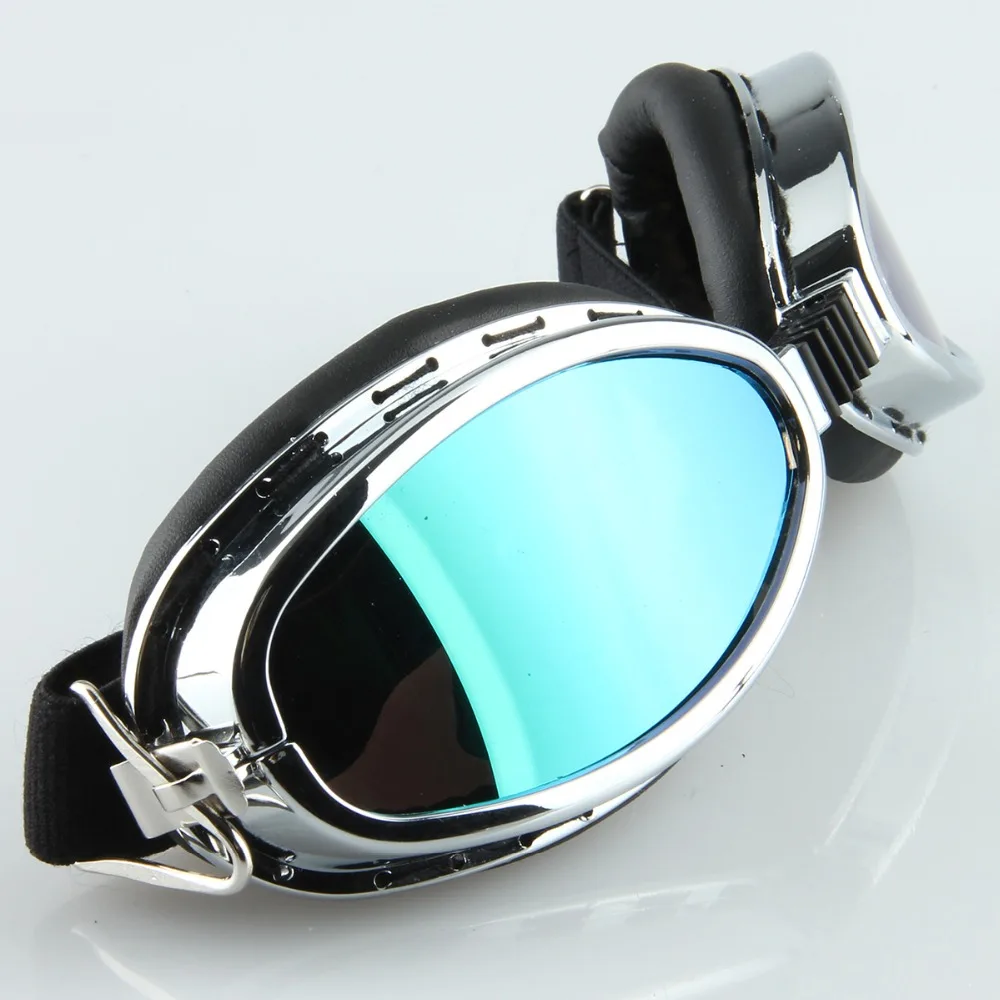 

Outdoor Plastic Eyewear Silver Frame UV Protection Glasses Motorcycle Goggle Ski/Skate/Snowboard Motocross Goggles Cafe Racer