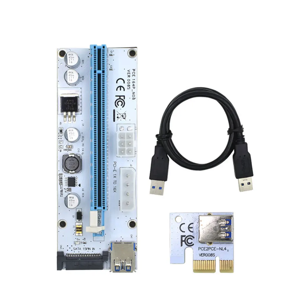 

PCI-E Graphics Card Cable VER008S Riser Card USB 3.0 Adapter Cable PCI-E 16X Extension Cable With LED Indicator Mining Card