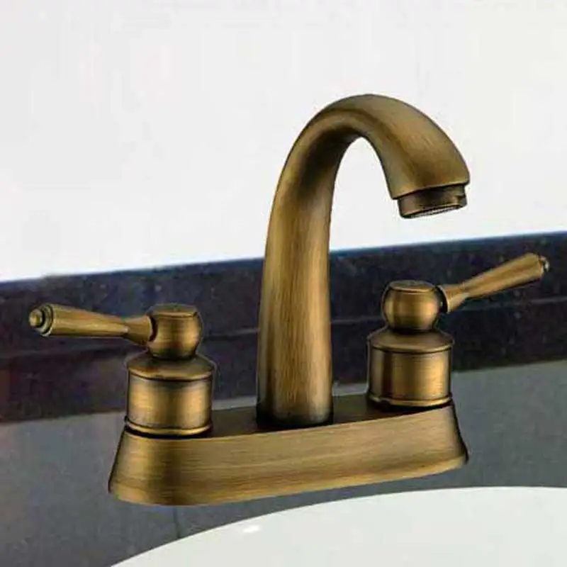 

Смеситель для ванной, смеситель для раковины с двумя ручками из матовой меди, смеситель для горячей/холодной воды, смеситель для раковины во...