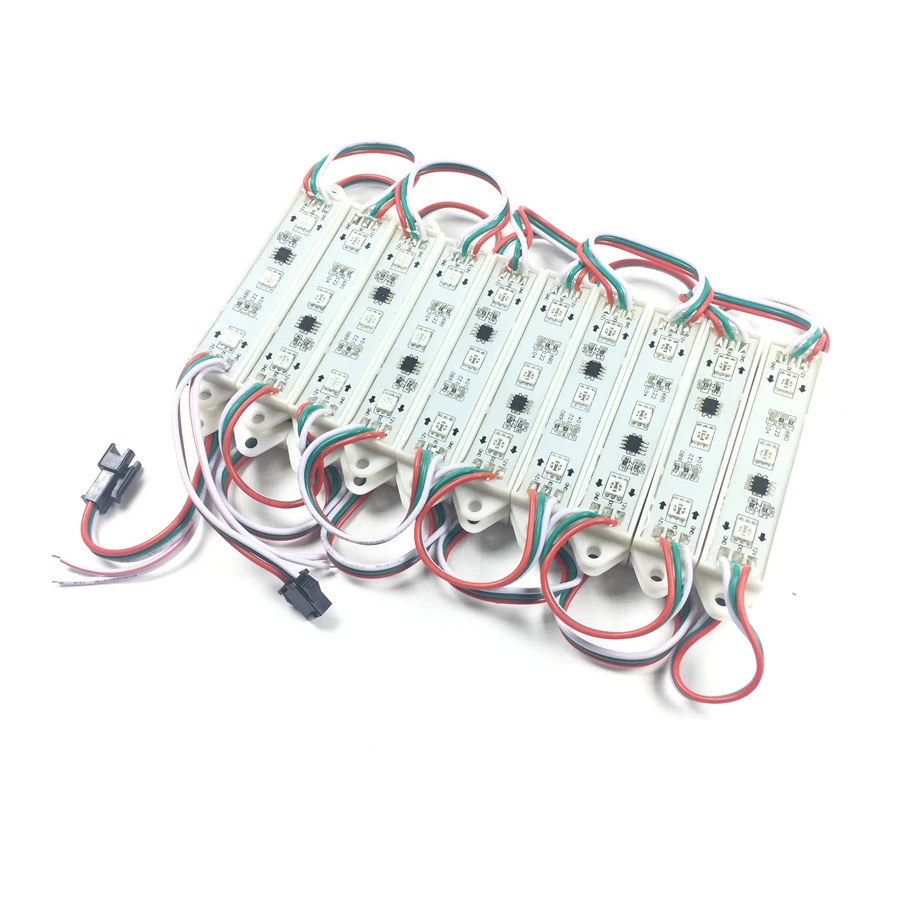 20 шт. 5050 RGB светодиодный модуль с WS2801 IC SMD 5050 3 светодиодный S RGB пикселей цифровой контроль светодиодный модуль пикселей водонепроницаемый DC1