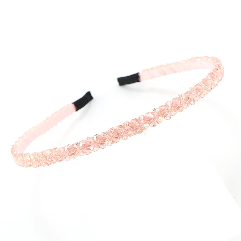 Pink Красочные со стразами повязка для волос для женщин качественные металлические ободок для волос круг женские аксессуары для повязки на голову - Цвет: Pink